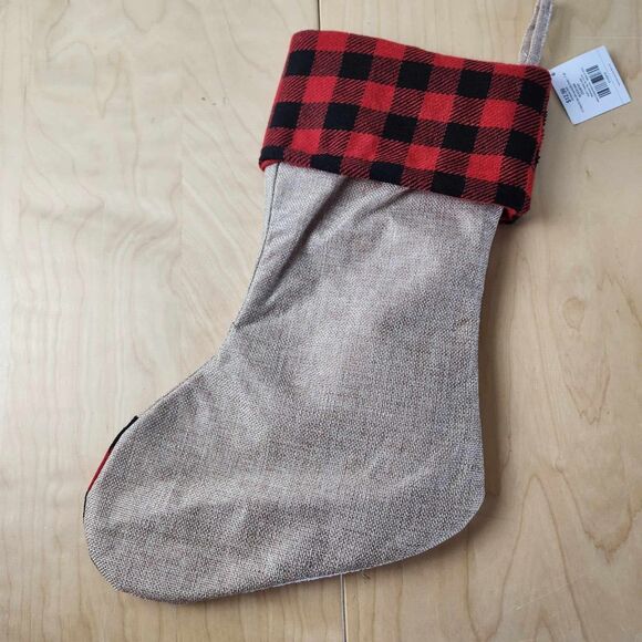 Hobby Lobby Red Truck Woven Christmas Stocking Embroidered Burlap Mantle Decor - Picture 5 of 5